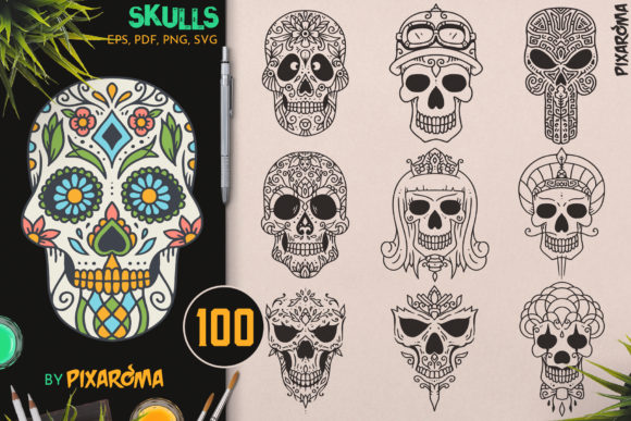 100 Decorative Vector Skulls: A Designer’s Perspective on This Illustration Bundle