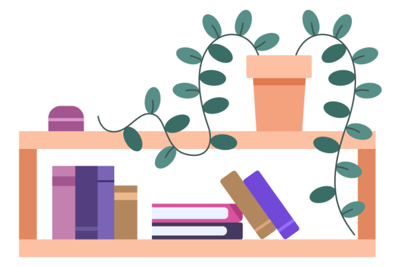 Bookshelf Decorative Wall Furniture Graphics for Editorial Design