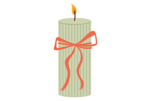 Candle with Red Bow Illustration: A Festive Graphic Design Asset for Sellers