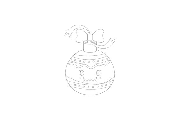 Christmas Ball Decorative Kawaii Outline Graphics Freebie for Small Business Branding
