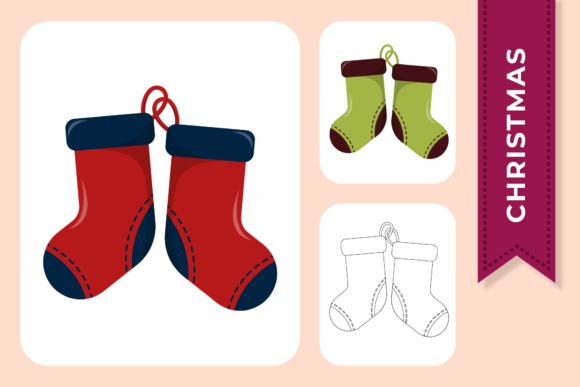 Christmas Socks Cute Decorative Design – A Festive Graphic Asset for Local Business Branding