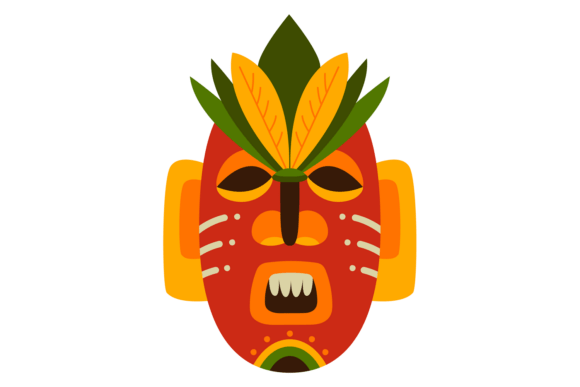 Decorative Ethnic Mask Tribal Head Cart: A Graphic Design Asset for Local Branding