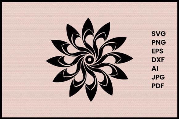 Decorative Flower Swirl Illustration Sil: A Versatile Graphic for Crafters