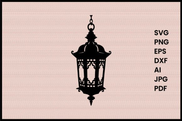 Decorative Hanging Lantern Silhouette: A Festive Graphic Design Asset for Crafters