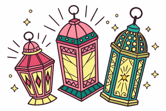 Decorative Lanterns Against a Night Sky: A Polished Graphic for Content Creators