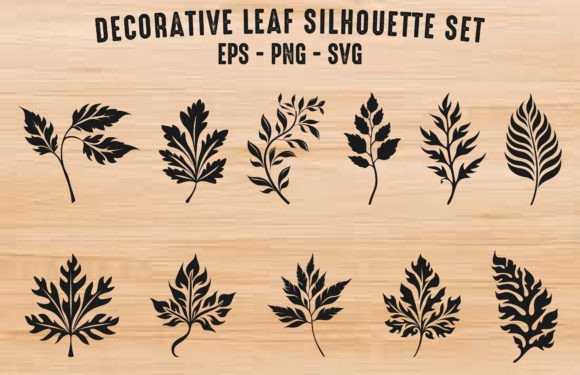Decorative Leaf Silhouette Vector Graphics for Creative Projects