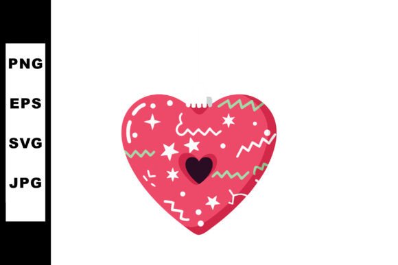 Decorative Red Heart with Stars and Zigz: A Playful Graphic Design Asset