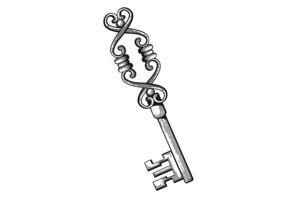 Decorative Vintage Key Engraving for Premium Brand Graphics