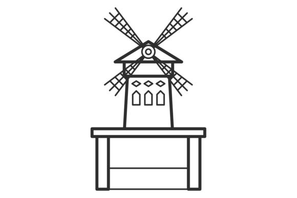 Decorative Windmill Icon: A European-Inspired Graphic for Local Business Branding