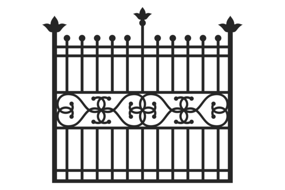 Iron Fence Decorative Black Silhouette: A Graphic Design Asset for Illustrative Projects