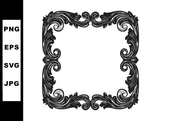 Ornate Vintage Black Decorative Frame for Premium Branding Graphics