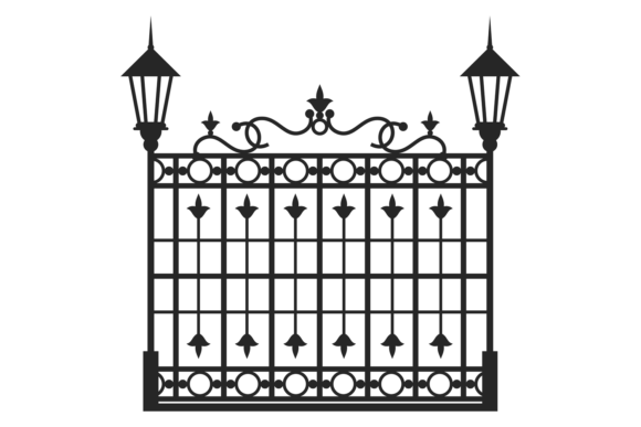 Park Fence Decorative Metal Gate: A Polished Graphic Asset for Content Creators