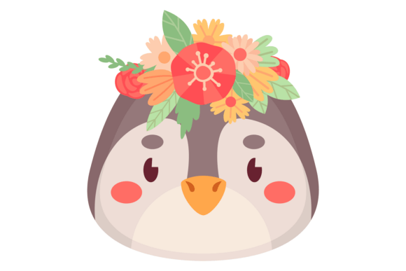 Pigeon Face with Decorative Flower Headdress – A Versatile Graphic for Crafters