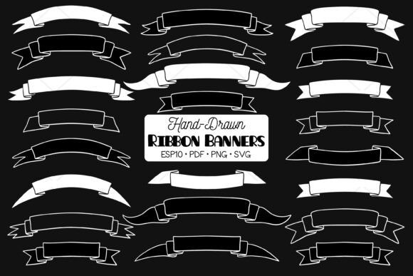 Ribbon Banner White, Decorative Scroll: A Versatile Graphic Design Asset for Creative Sellers