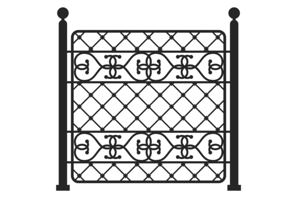 Street Fence Graphic for Vintage-Inspired Design Projects