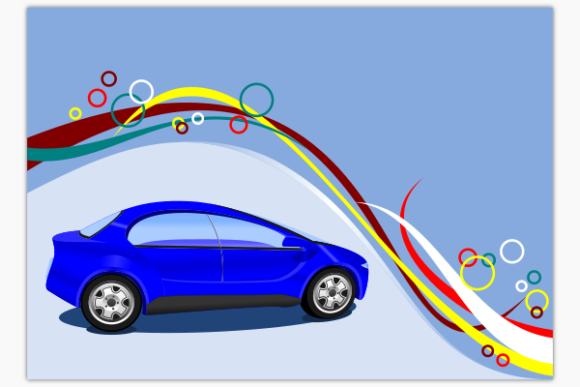 Trendy Car with Decorative Background: A Graphic Design Asset for Local Business Branding